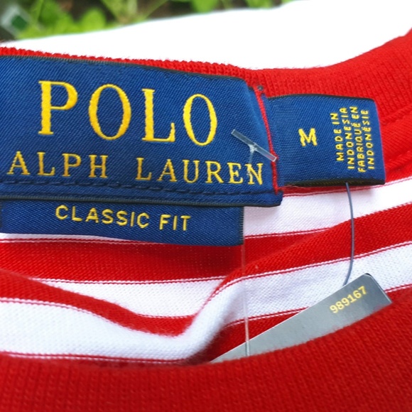 Ralph Lauren Polo Stripped Tee RedWhite NWT L/M - Picture 4 of 8
